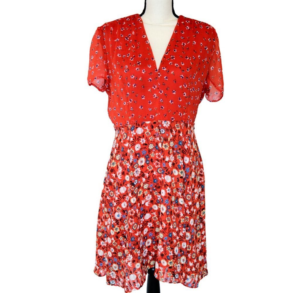 asos/glamorous *TALL* skater mini dress with red mix & match ditsy floral prints